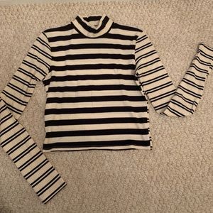 Topshop Striped Mock Neck Top